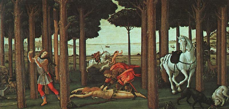 BOTTICELLI, Sandro The Story of Nastagio degli Onesti (second episode) gfhgf oil painting image